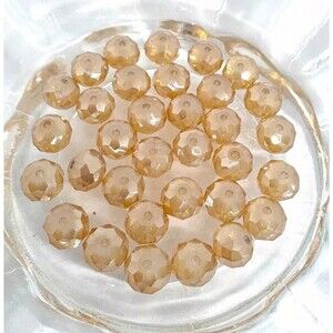 32pcs Bead for Jewelry #21694 Light Gold Faceted Glass Bead